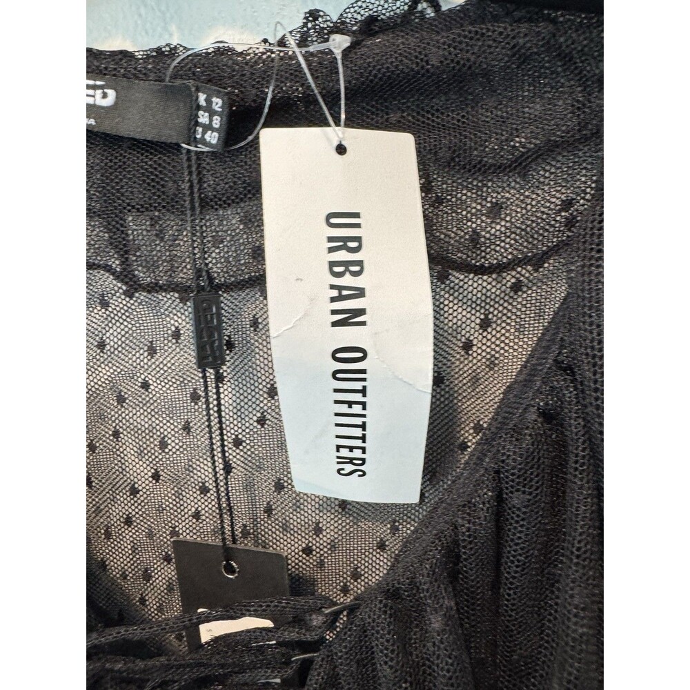 Jaded London Sheer Mesh Tie Grunge Dark Coquette Fairy Whimsigoth Ruffle Top - Picture 6 of 13